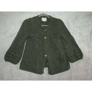 Chelsea & Violet Women's Small Green Lambswool Blend Cardigan Sweater Boho Cotta